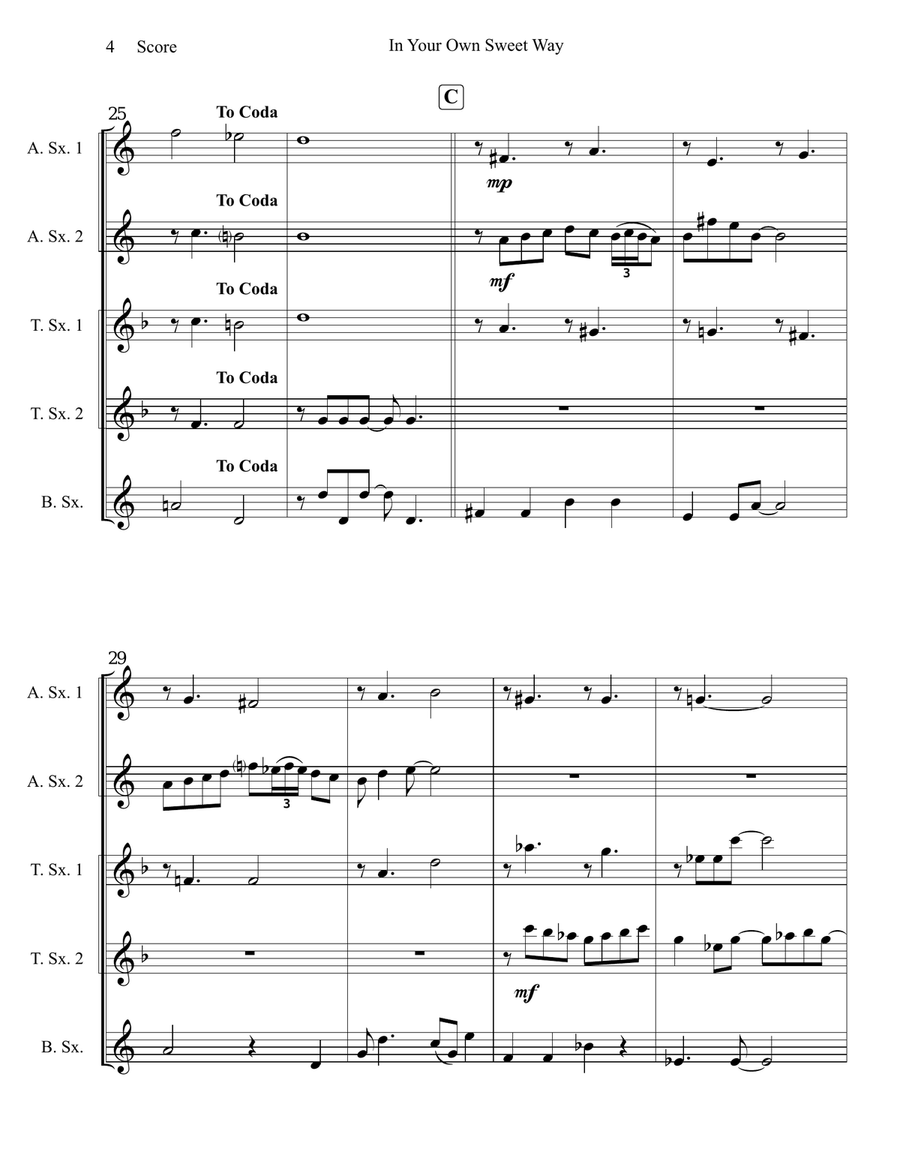 In Your Own Sweet Way Woodwind Ensemble scores gallery preview page 5