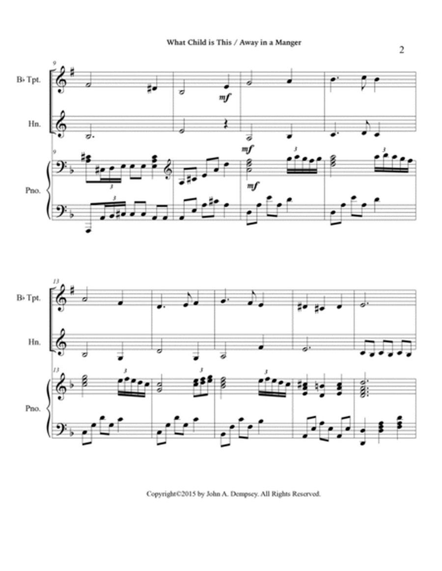Christmas Medley (What Child is This / Away in a Manger): Trio for Trumpet, Horn in F and Piano image number null