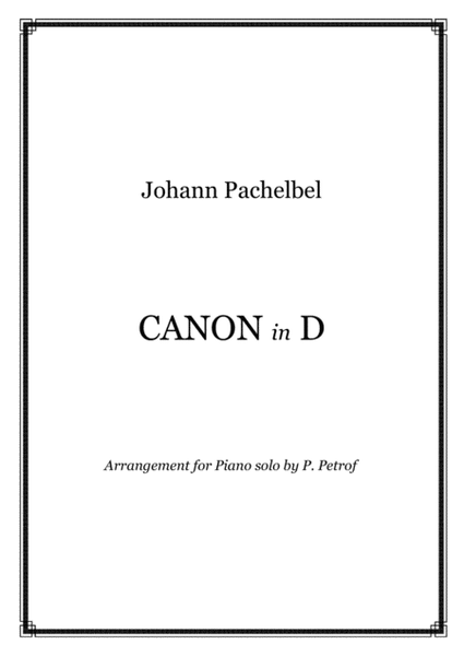 Pachelbel - CANON in D - piano solo image number null