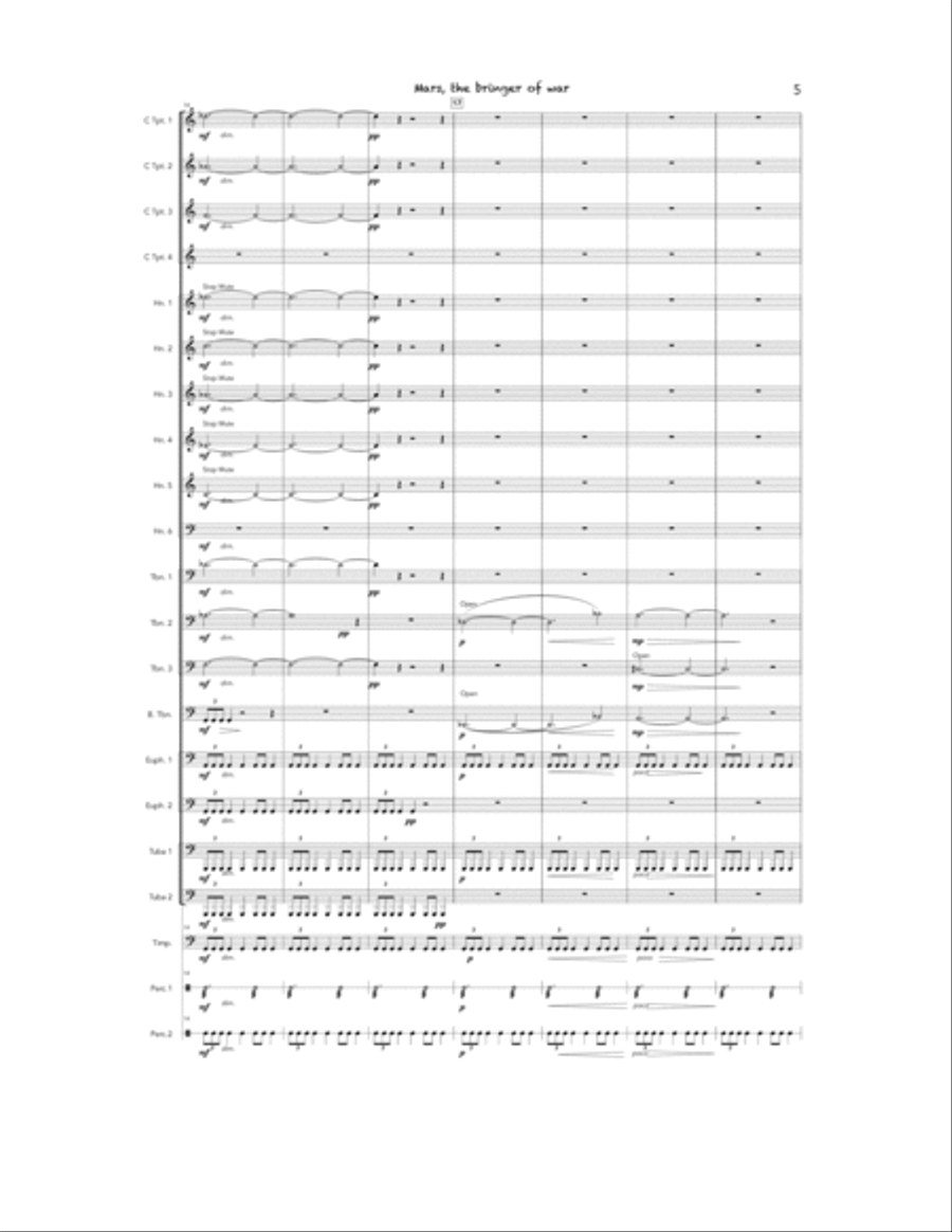 Mars, The Bringer of War - Brass Ensemble Brass Ensemble scores gallery preview page 5