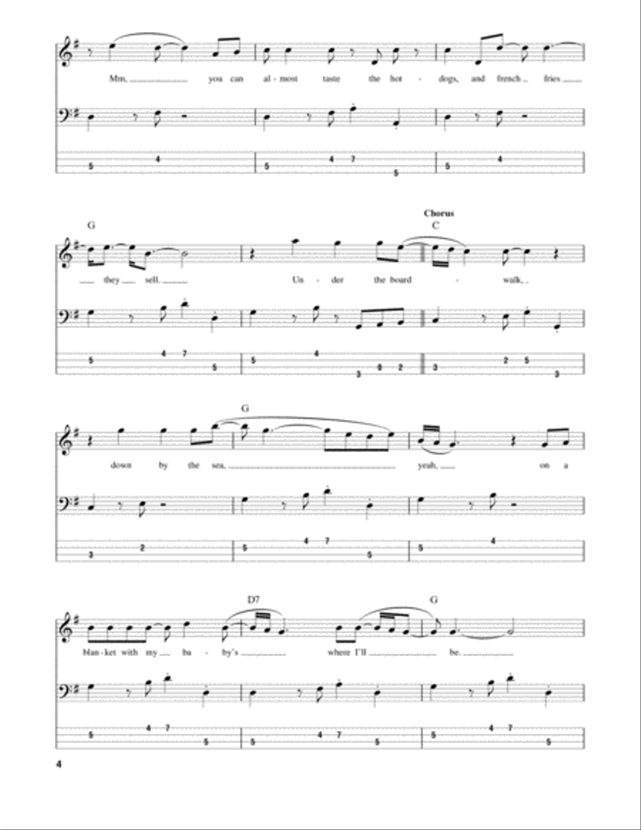 Under The Boardwalk Bass Guitar Tablature scores gallery preview page 4