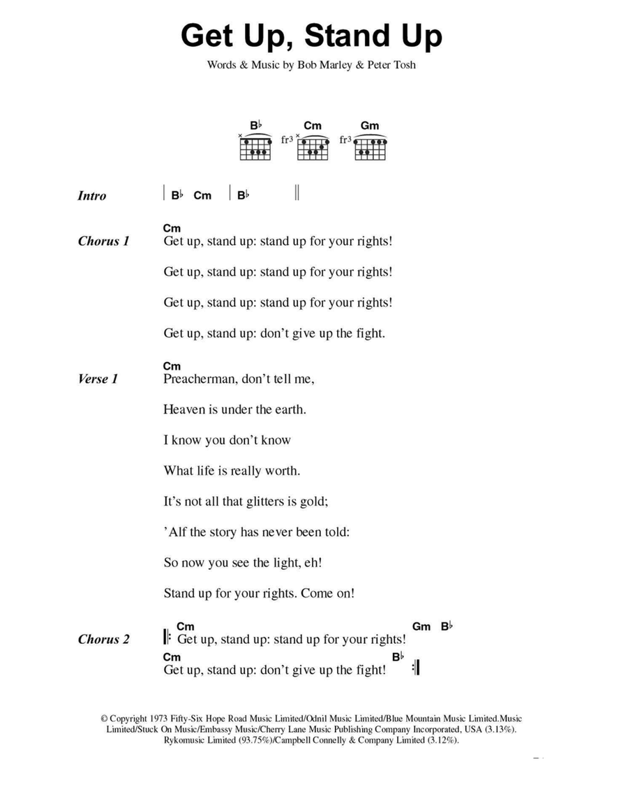Get Up Stand Up Piano scores gallery preview page 1