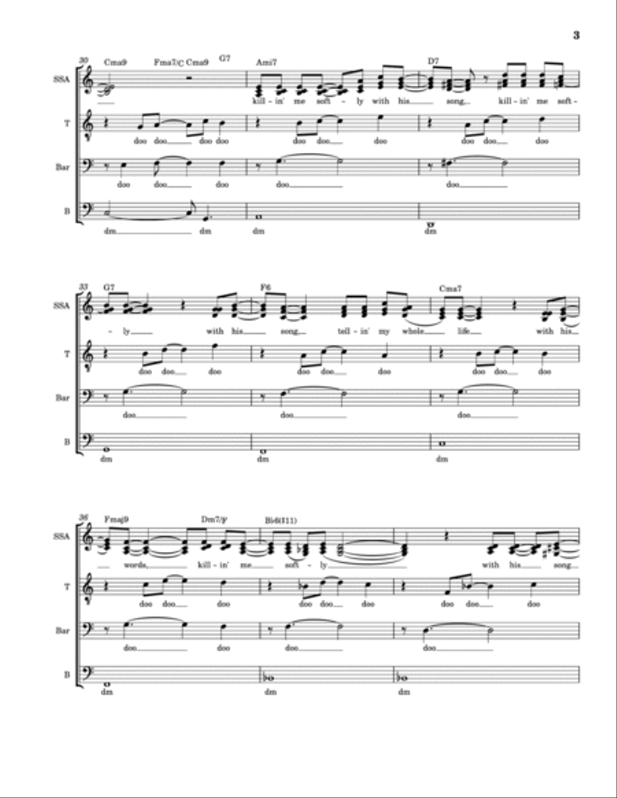 Killing Me Softly With His Song Divisi scores gallery preview page 3