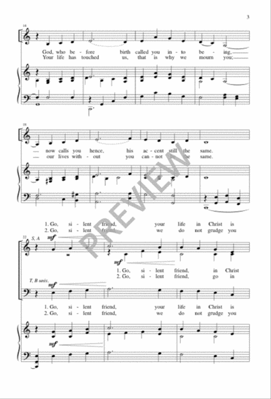 Go, Silent Friend Go, Silent Friend 3-Part scores gallery preview page 3