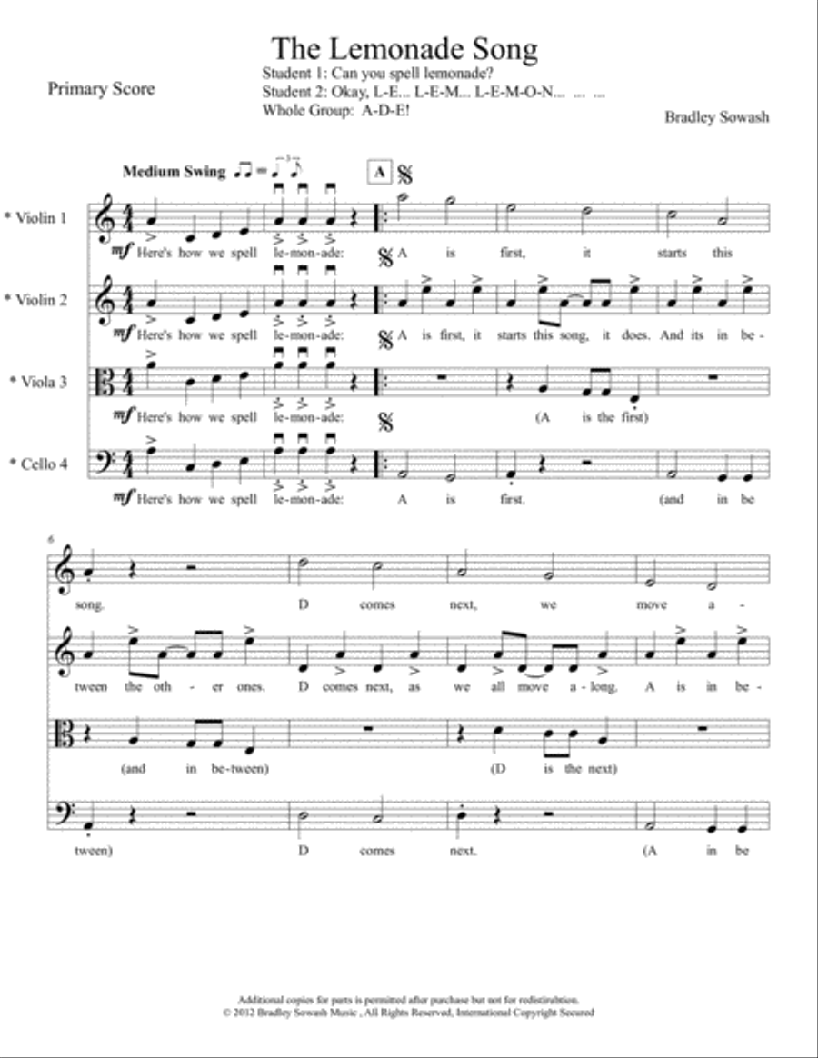 Lemonade Song - Creative Strings String Orchestra scores gallery preview page 4