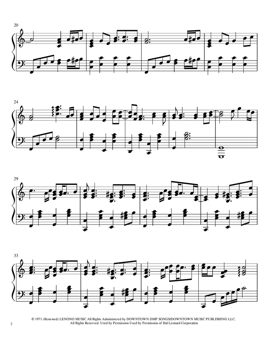 Imagine Imagine Piano Solo scores gallery preview page 2