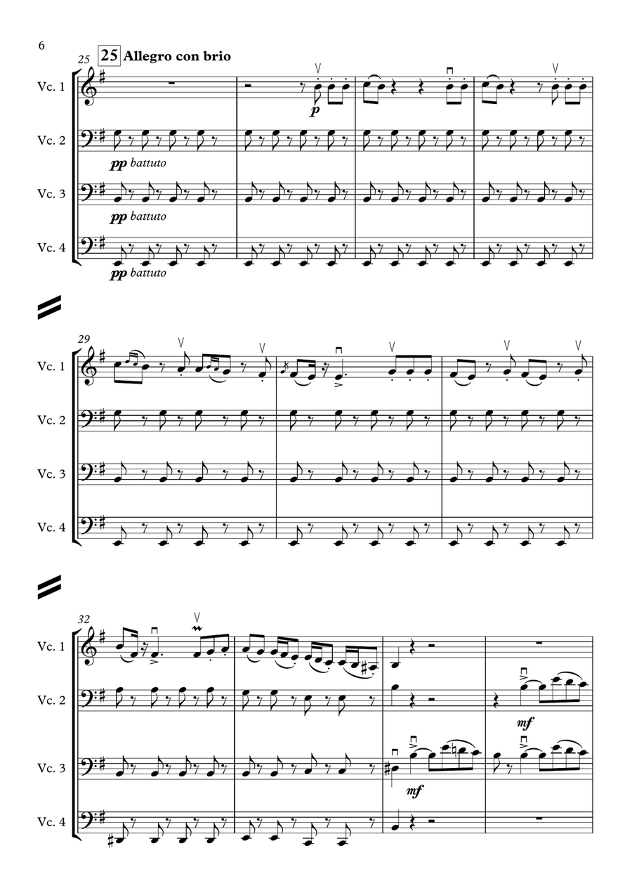 Overture to the Barber of Seville (Cello Quartet) Chamber Orchestra scores gallery preview page 6