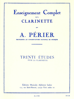 Book cover for Trente Etudes pour la Clarinette