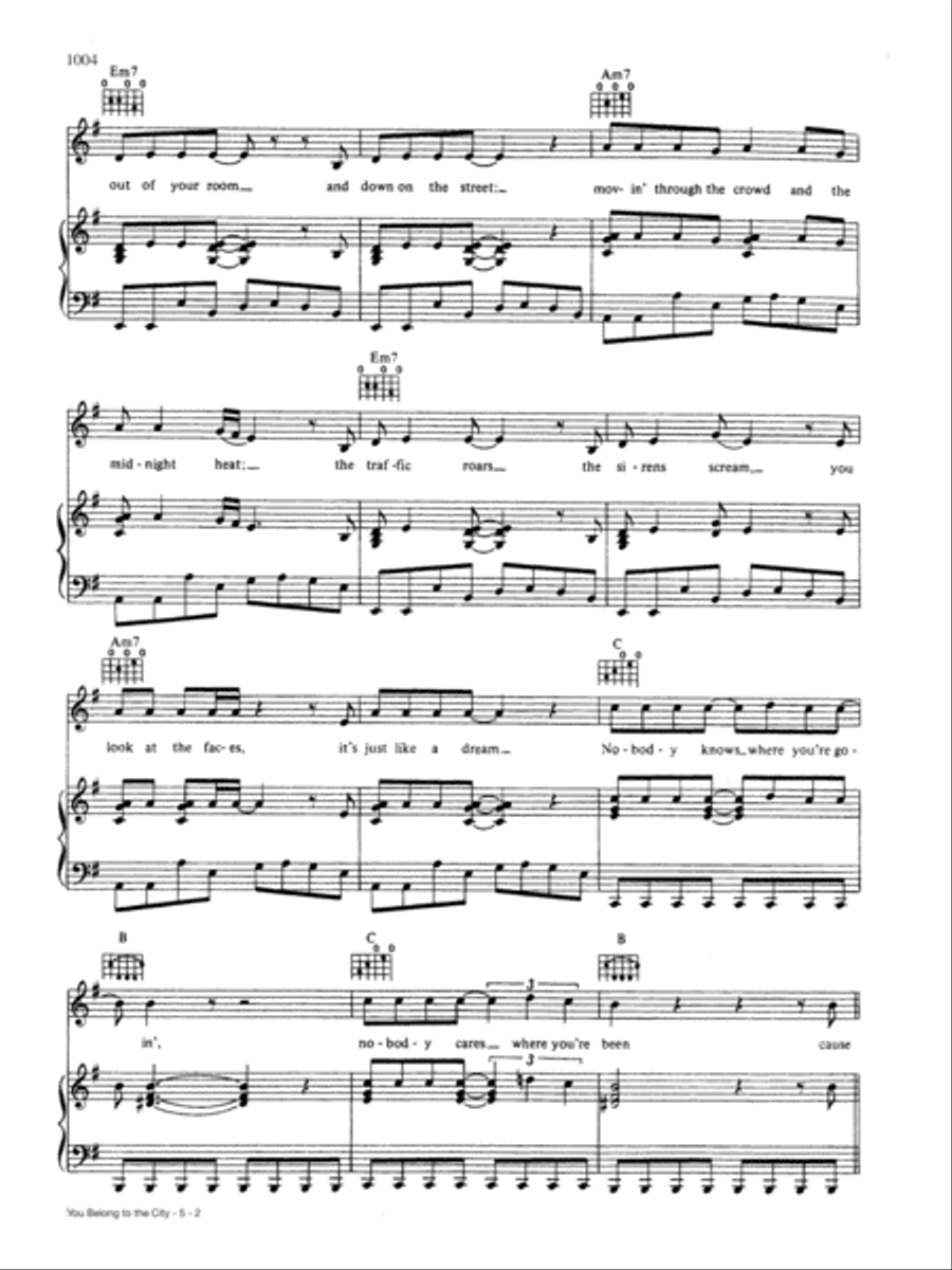 You Belong to the City You Belong to the City Piano, Vocal, Guitar scores gallery preview page 2