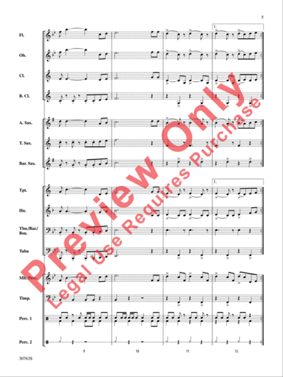 Raiders March (score only) Concert Band scores gallery preview page 6
