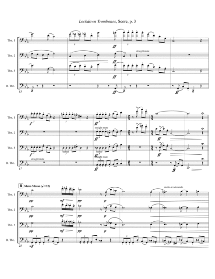 Lockdown Trombones (Trombone Quartet) Trombone Quartet scores gallery preview page 3