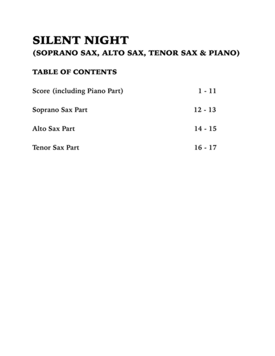 Silent Night (Quartet for Soprano Sax, Alto Sax, Tenor Sax and Piano) image number null