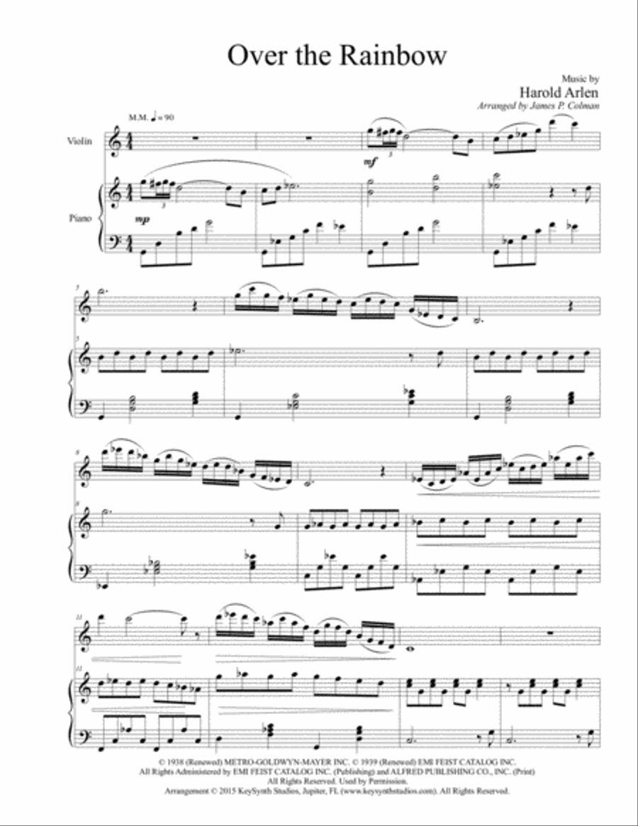 Over The Rainbow (from The Wizard Of Oz) Violin Solo scores gallery preview page 3