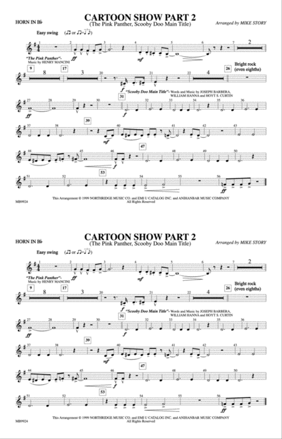 Cartoon Show, Part 2: Horn in B flat Marching Band scores gallery preview page 1