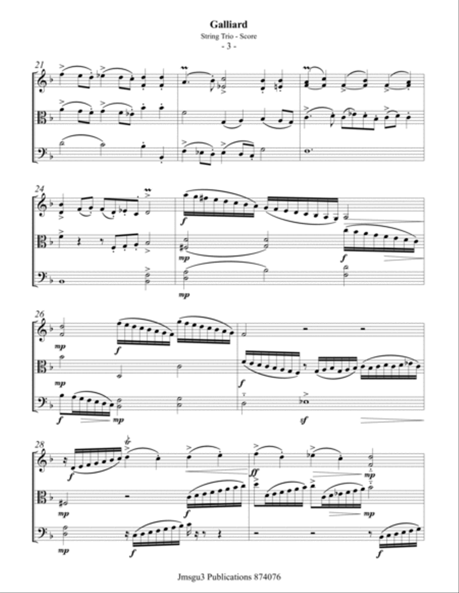 Bull: Galliard for String Trio String Trio scores gallery preview page 3