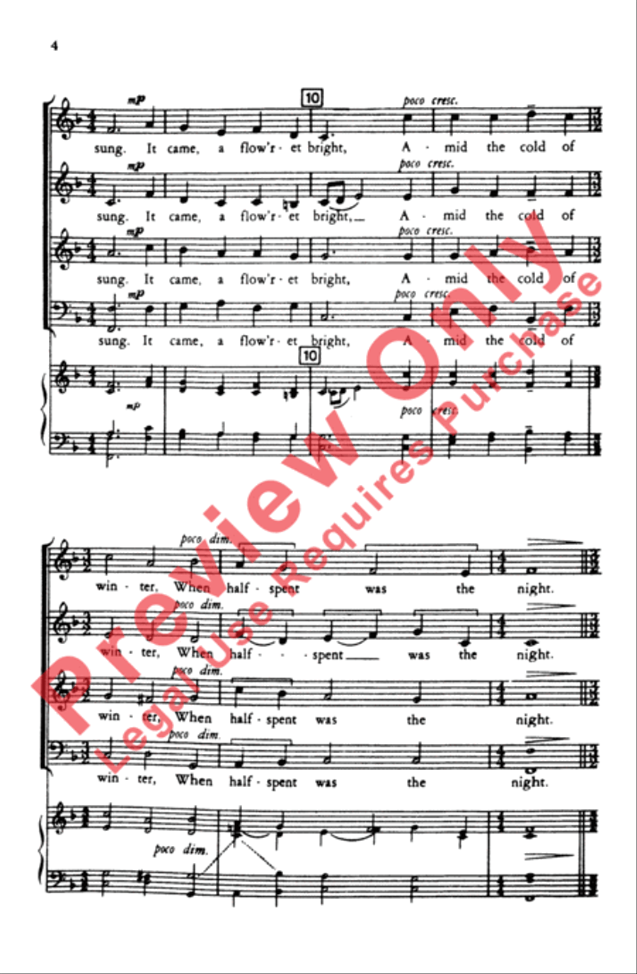 Lo, How a Rose E'er Blooming 4-Part scores gallery preview page 3