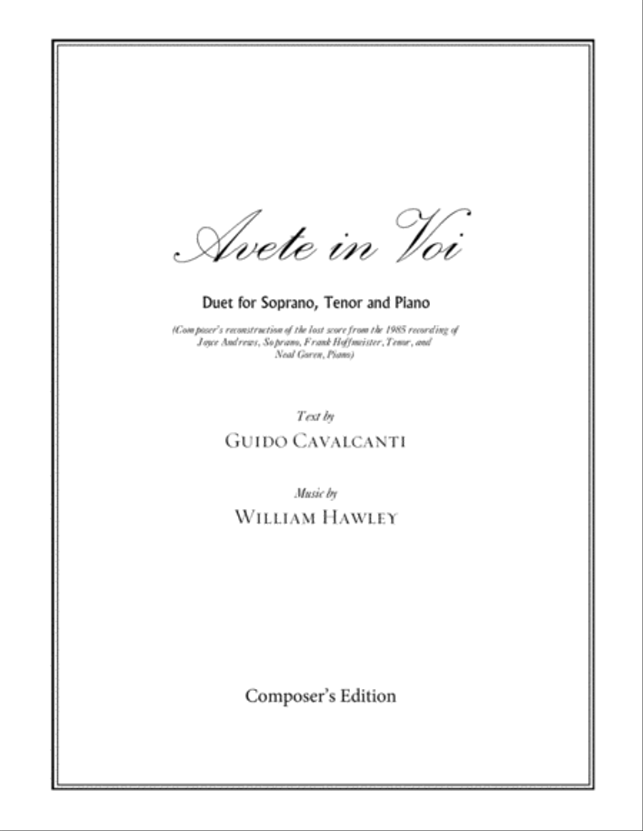 Avete in Voi Avete in Voi Vocal Duet scores gallery preview page 1