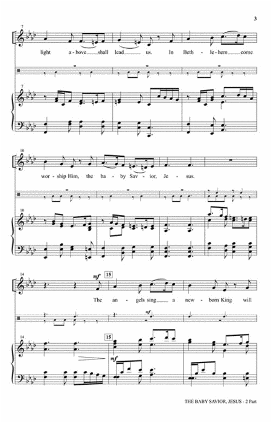 The Baby Savior, Jesus (with Greensleeves) Unison Choir scores gallery preview page 3