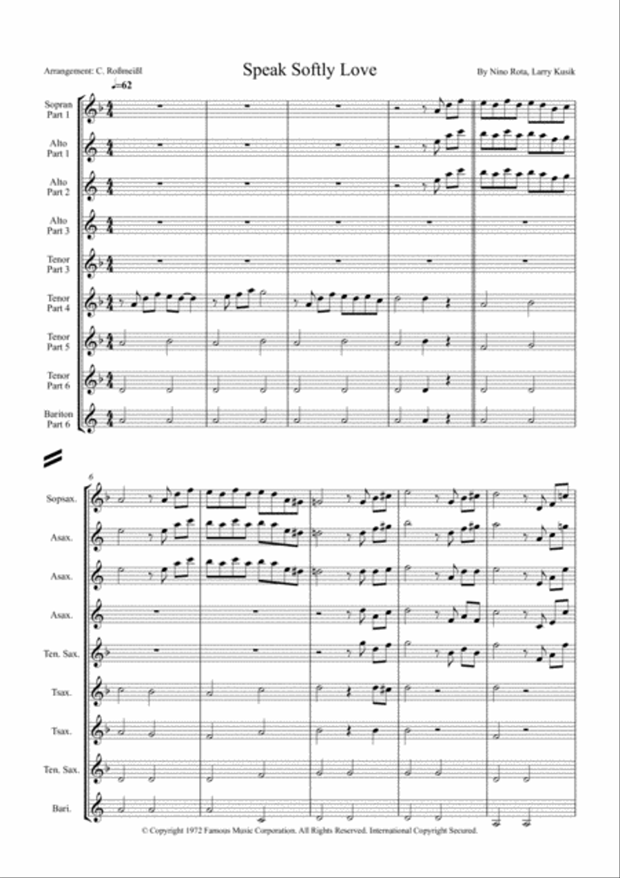Speak Softly Love Woodwind Quintet scores gallery preview page 2