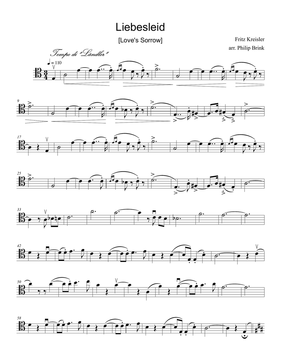Liebesleid [Love's Sorrow] arranged for Tenor Trombone and piano Trombone Duet scores gallery preview page 1