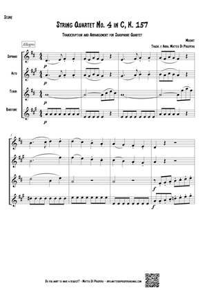 (Mozart) K. 157 Transcription for Saxophone Quartet