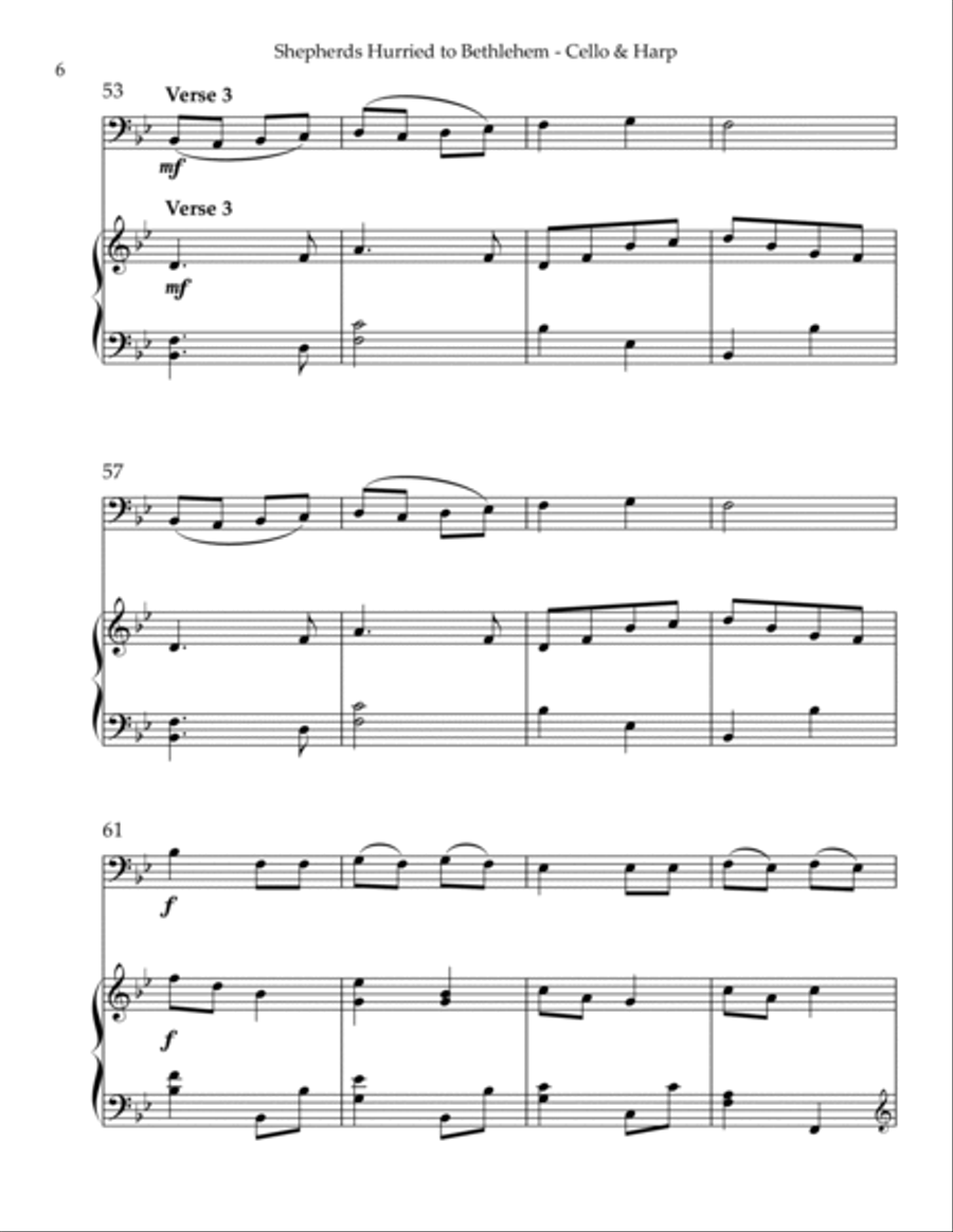 Shepherds Hurried to Bethlehem, Duet for Cello & Harp
