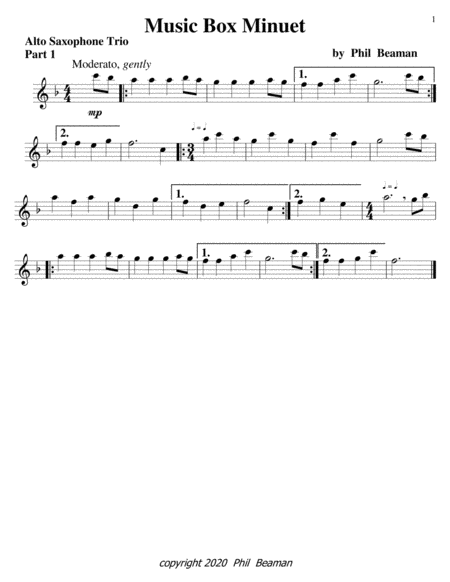 Music Box Minuet-Alto Saxophone trio image number null