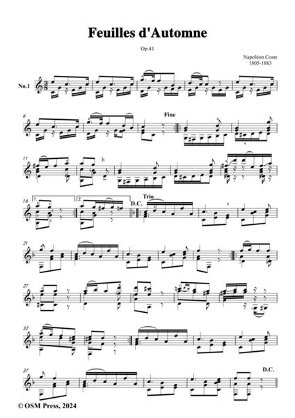 Coste-Feuilles d'Automne(Douze Valse),Op.41,for Guitar image number null