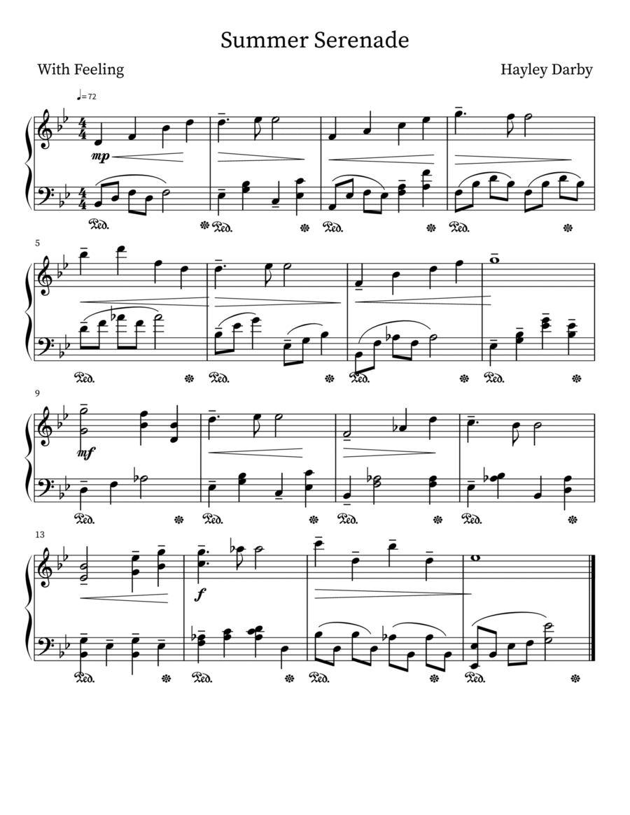 Summer Serenade Piano Solo scores gallery preview page 1
