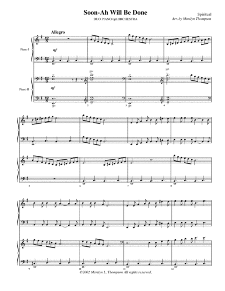 Soon-Ah Will Be Done--Duo Piano Soon-Ah Will Be Done--Duo Piano 2 Pianos, 4-Hands scores gallery preview page 2