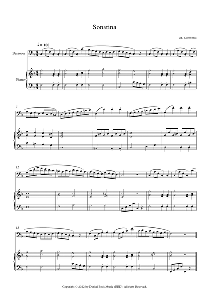 Sonatina (In C Major) - Muzio Clementi (Bassoon + Piano) image number null