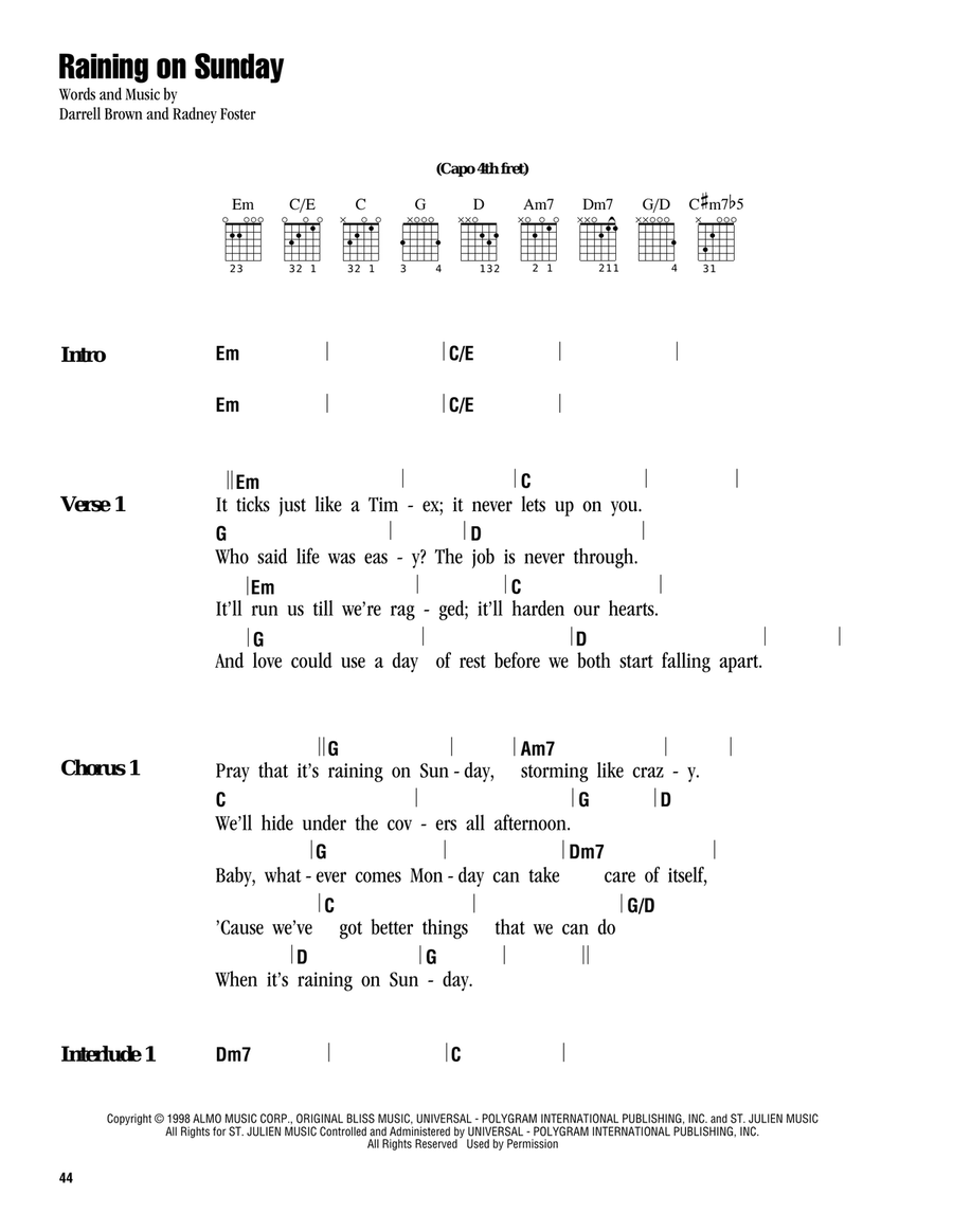 Raining On Sunday Acoustic Guitar scores gallery preview page 1