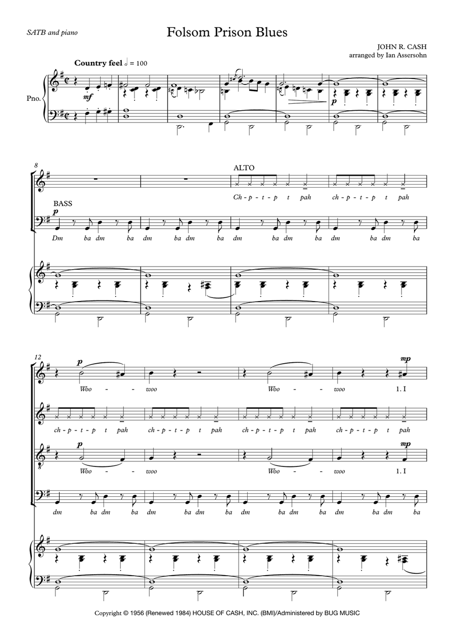 Folsom Prison Blues 4-Part scores gallery preview page 3