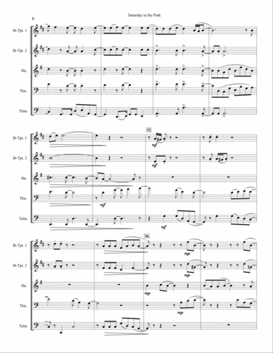 Saturday In The Park Saturday In The Park Brass Quintet scores gallery preview page 6