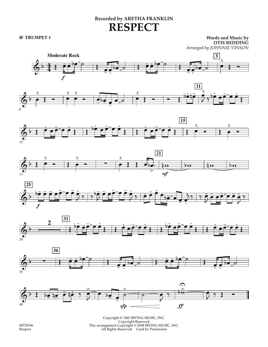 Respect - Bb Trumpet 1 Concert Band scores gallery preview page 1