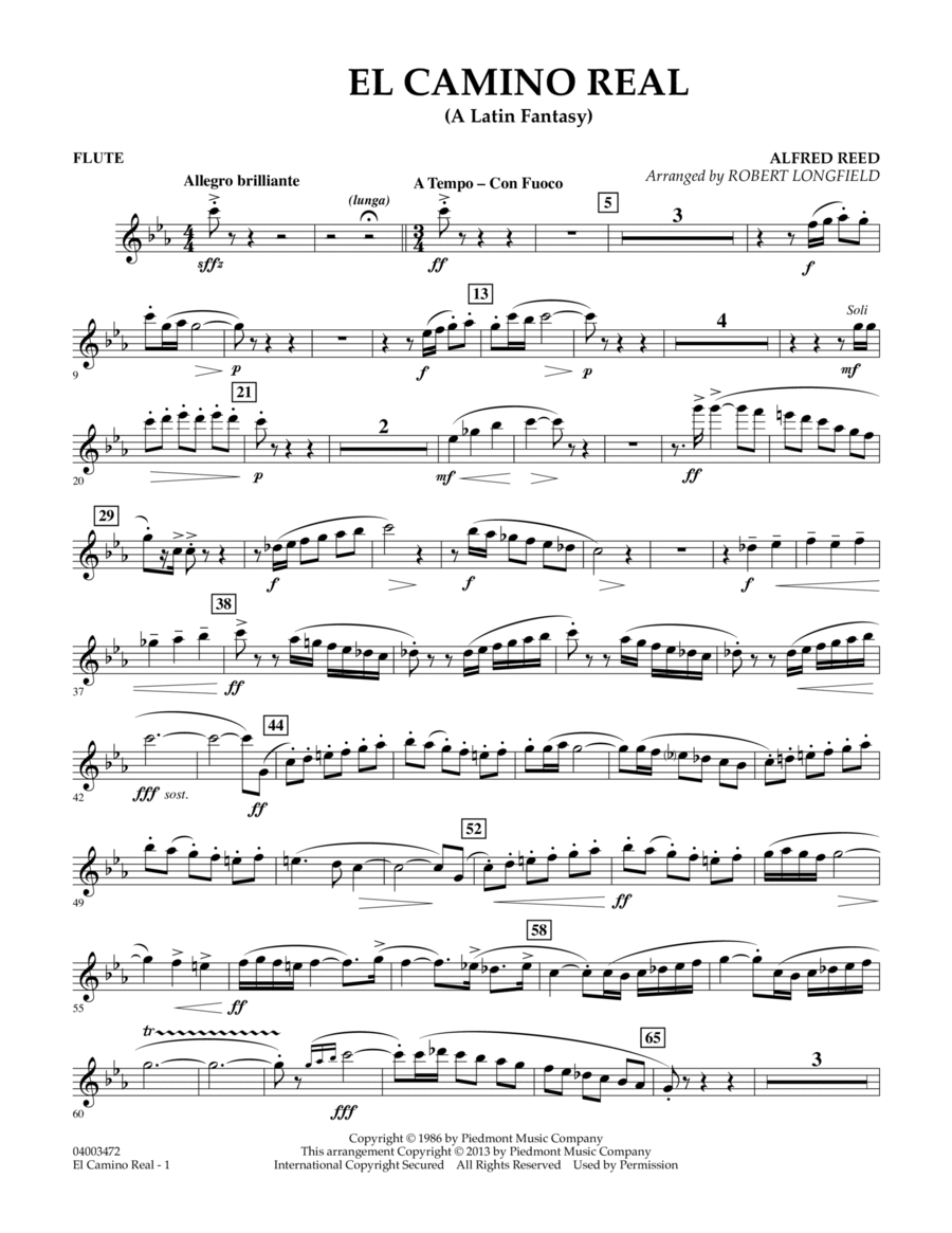 El Camino Real - Flute Concert Band scores gallery preview page 1