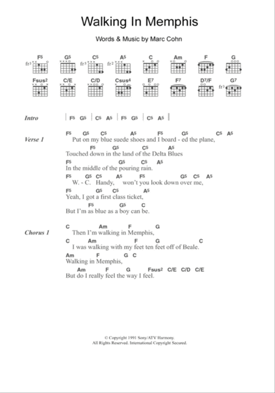 Walking In Memphis Acoustic Guitar scores gallery preview page 1