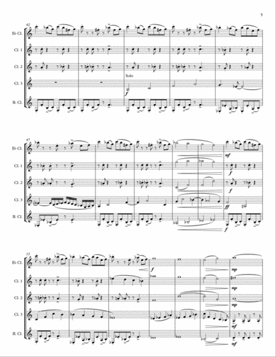 Carnival Dance for Clarinet Quintet/Choir Choir scores gallery preview page 5