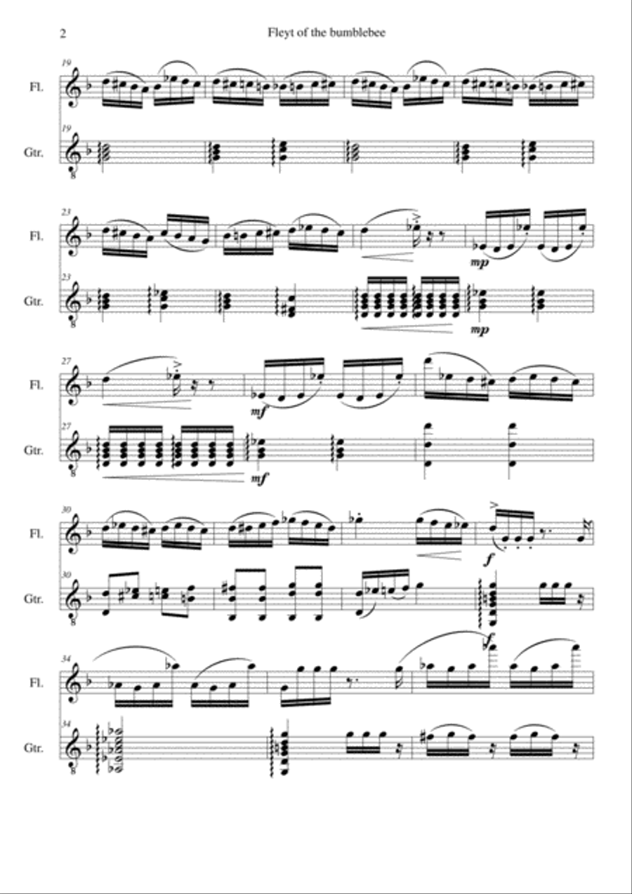Fleyt of the bumblebee for flute and guitar Flute scores gallery preview page 2