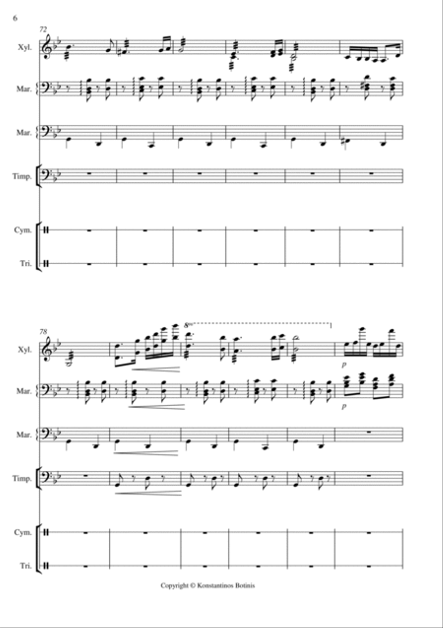 J.Brahms Hungarian Dance No5 for percussion quintet Percussion scores gallery preview page 6