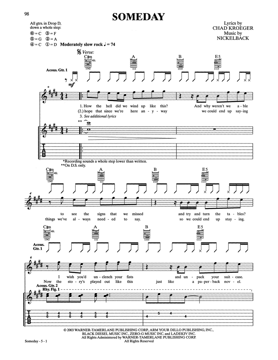 Someday Acoustic Guitar scores gallery preview page 1