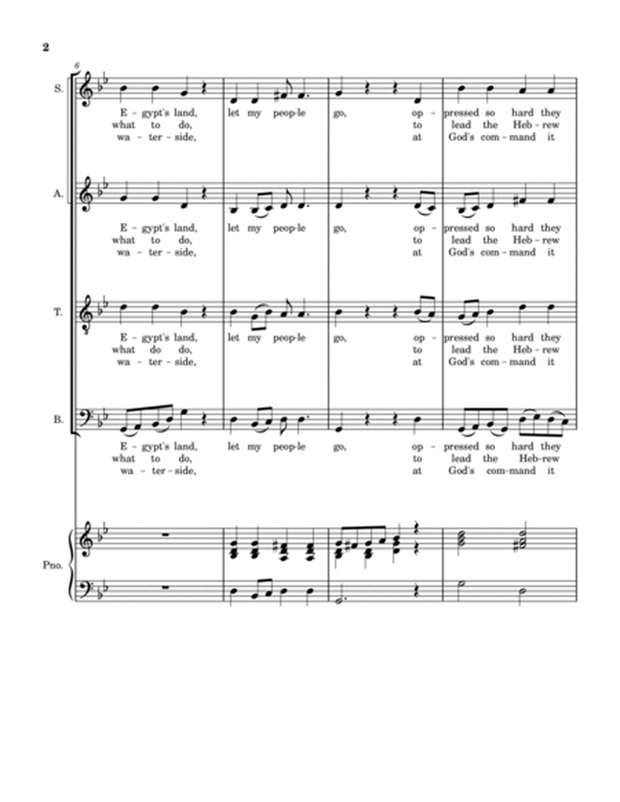 Go Down Moses - SATB choir with piano accompaniment image number null