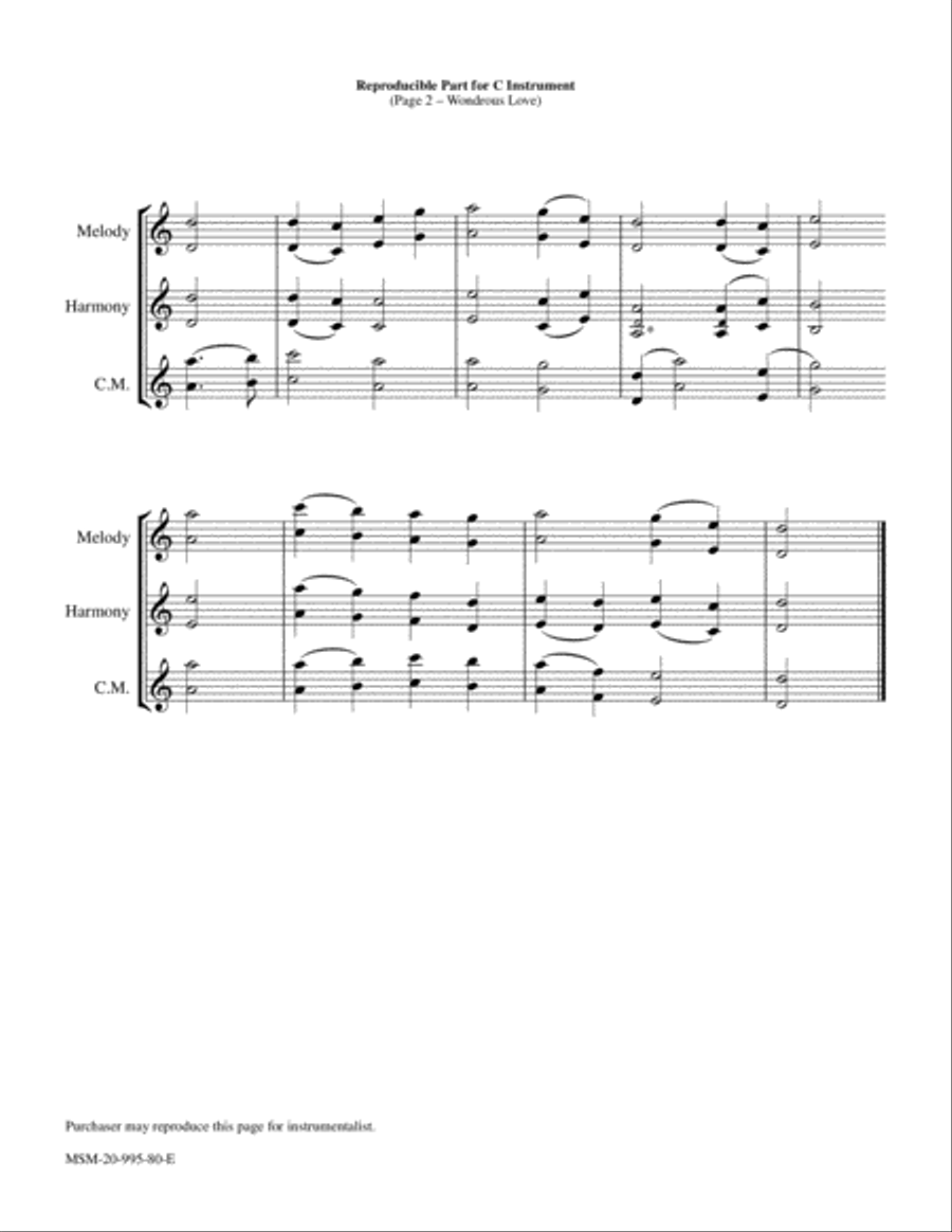 Wondrous Love Piano and Keyboard scores gallery preview page 2