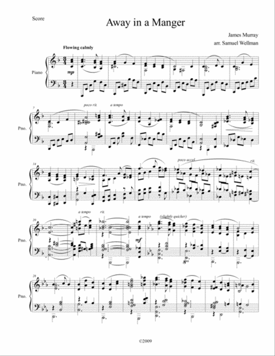 Away in a Manger Away in a Manger Piano Solo scores gallery preview page 1