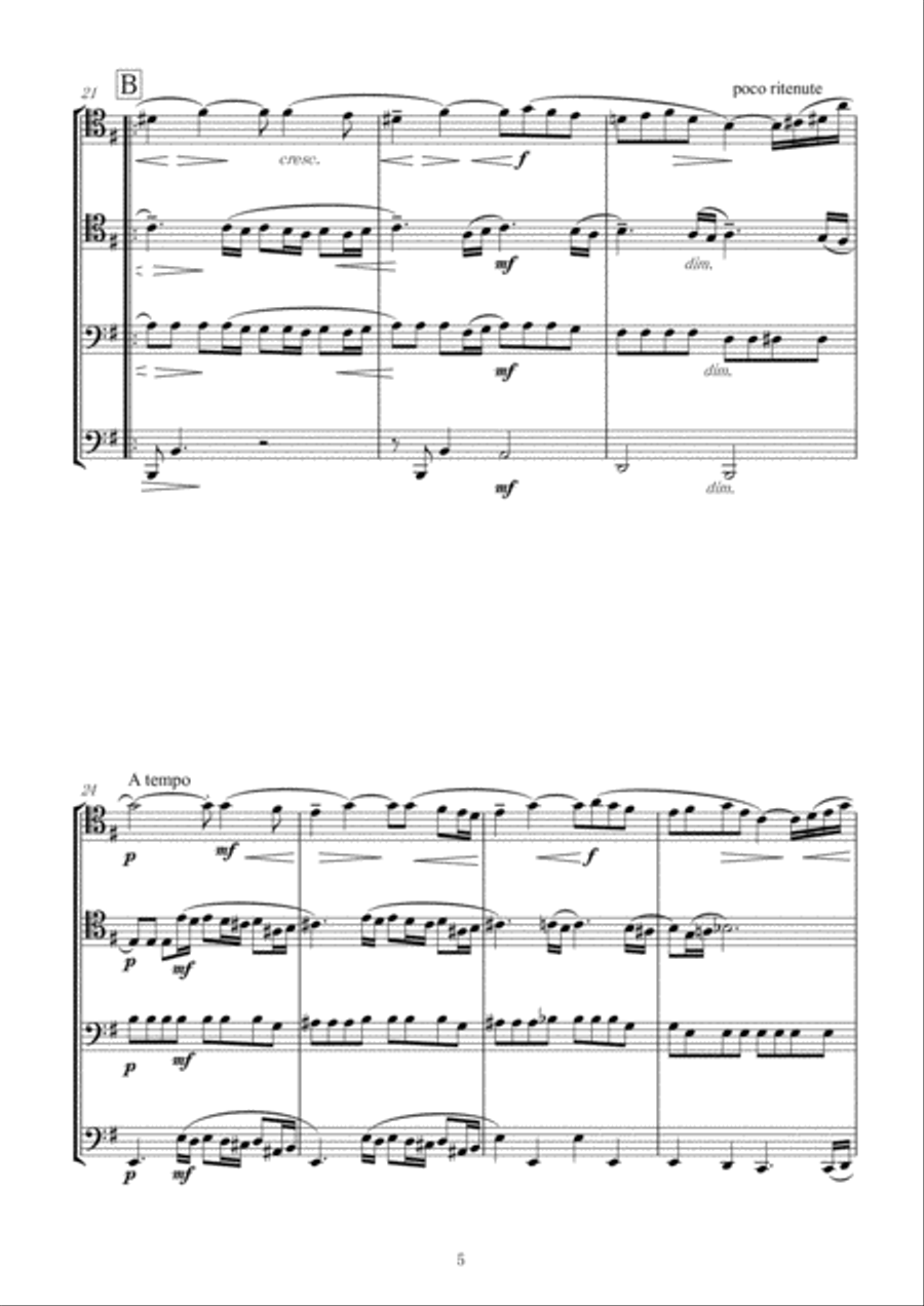 Rachmaninov: Vocalise for Low Brass (Trombone) Quartet Brass Ensemble scores gallery preview page 5