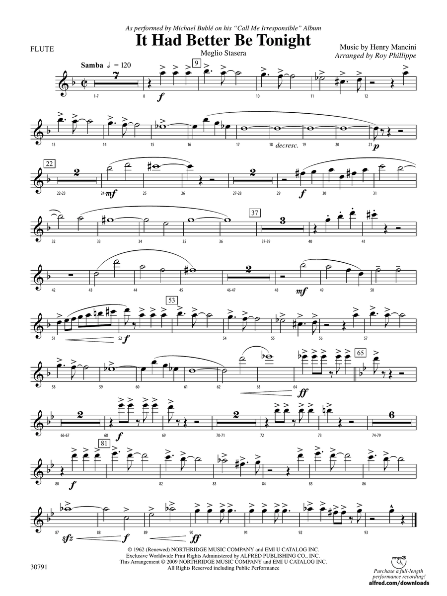 It Had Better Be Tonight (Meglio Stasera): Flute