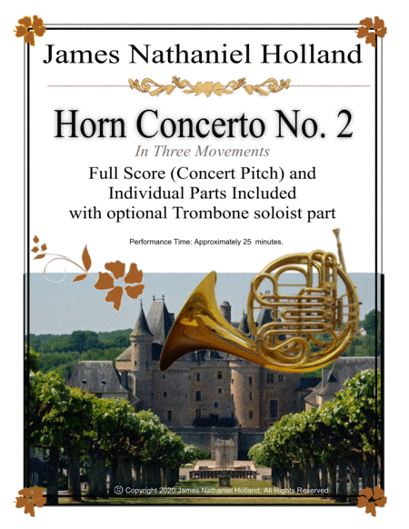 Concerto for Horn No. 2, Full Score with Individual Parts and optional Trombone solo part image number null