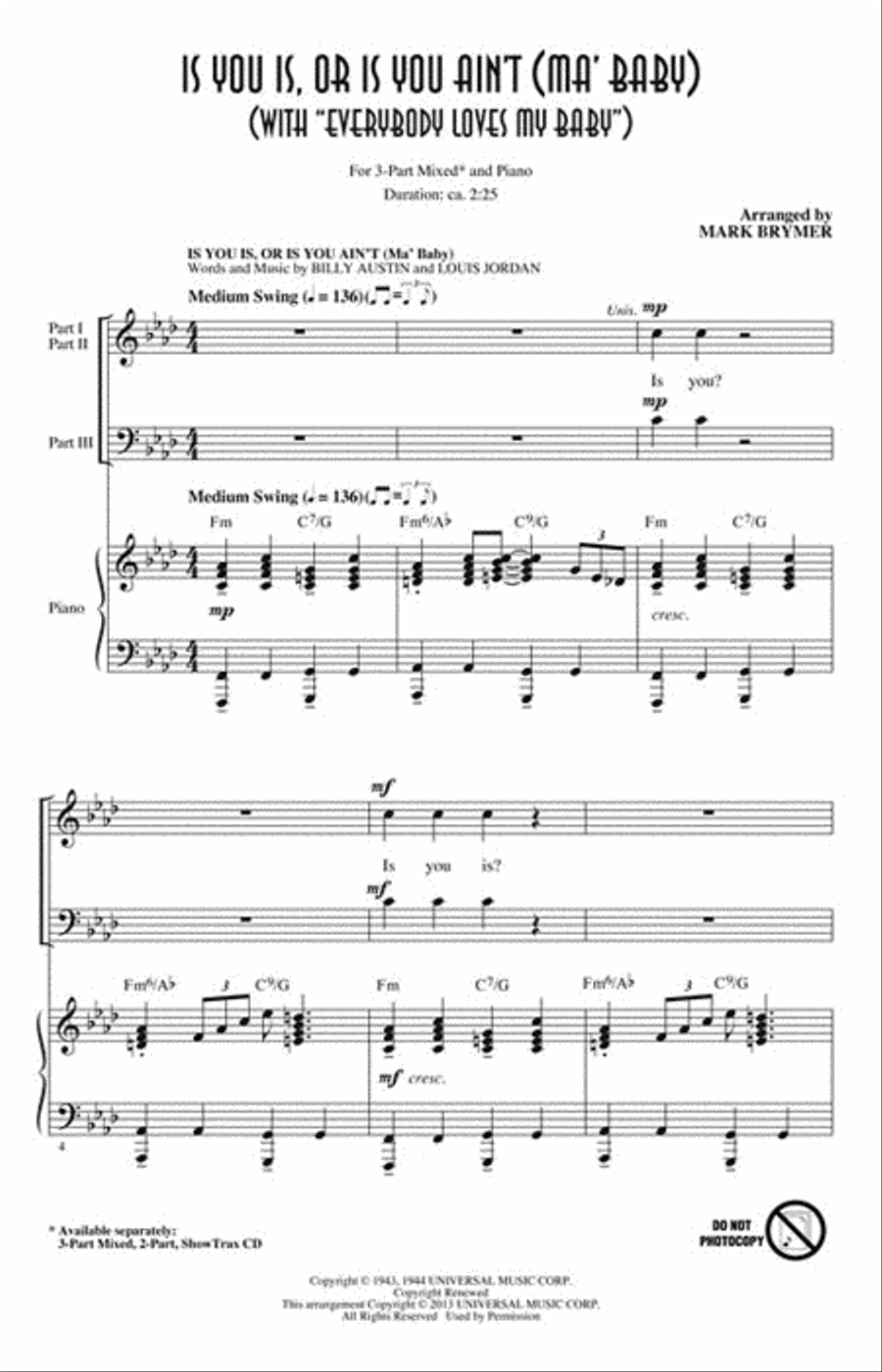 Is You Is or Is You Ain't (Ma' Baby) 3-Part scores gallery preview page 2