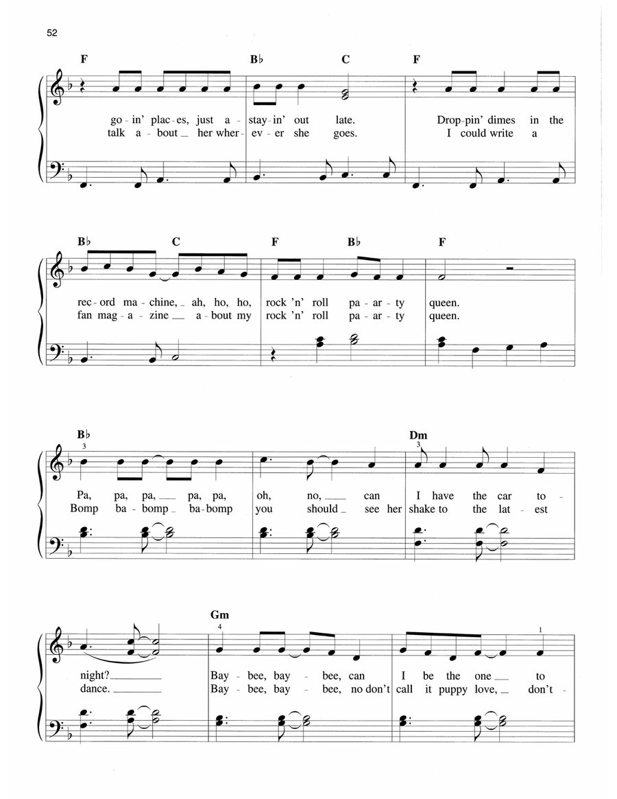 Rock 'N' Roll Party Queen (from Grease) Easy Piano scores gallery preview page 2