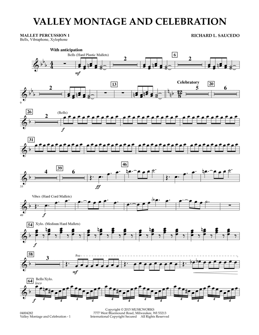 Valley Montage and Celebration - Mallet Percussion 1 Percussion scores gallery preview page 1